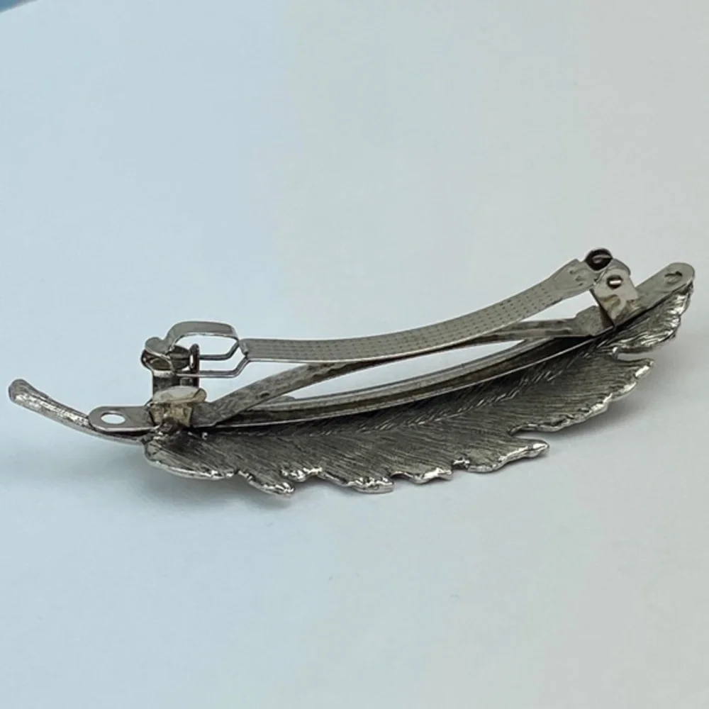 Feather Metal Hair Clip Silver‎ Tone Boho